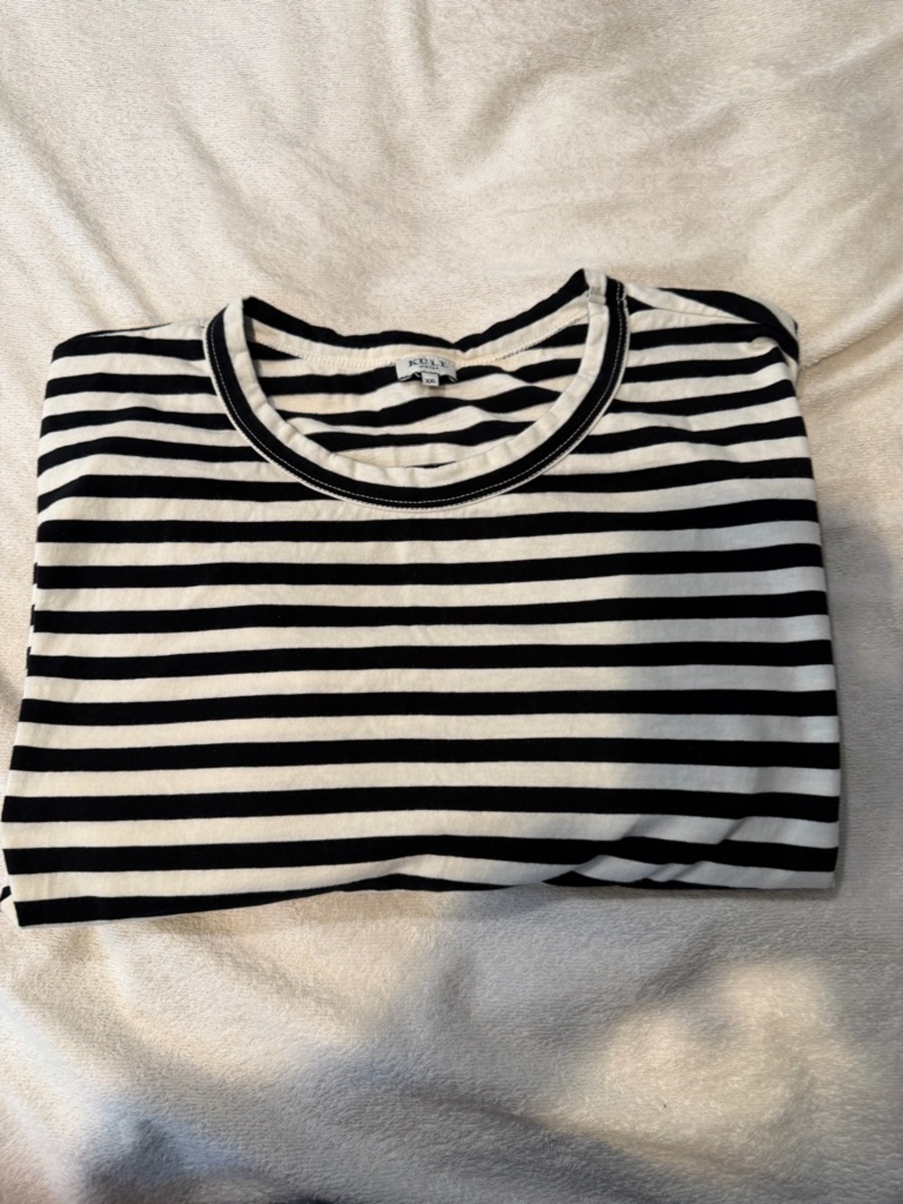 KULE black and White Striped Crewneck Tee